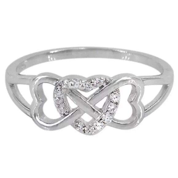No Brand Jewelry - The 3 heart infinity ring in 925 and lab created stones. Sz 7